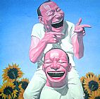 Yue Minjun Famous Paintings - Sunflowers